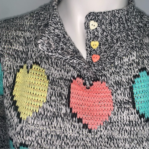 v i n t a g e :: Unique Slouchy Heart Kawaii Knit Novelty Sweater - Picture 3 of 10